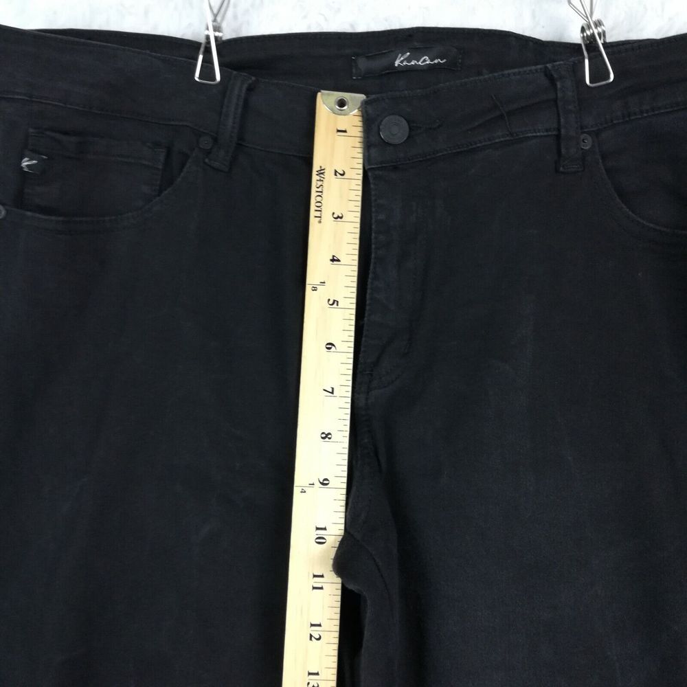 Kancan Womens Jeans Skinny‎ Crop Denim Black Wash Whiskering Raw Hem Plus 2XL - Picture 3 of 10